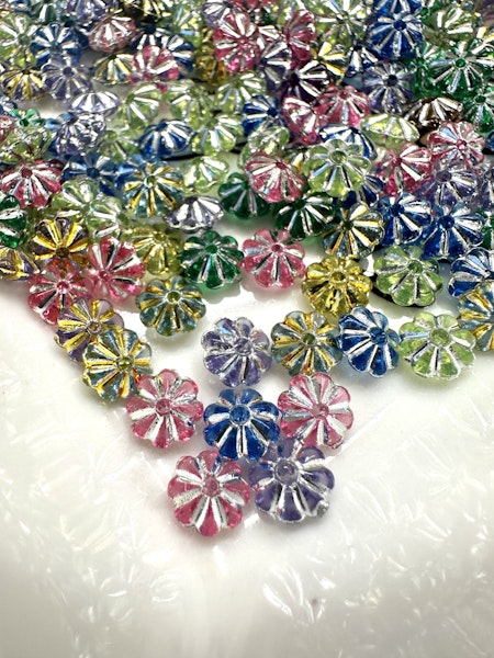 Akrylblommor, metallplätering, 6,5mm (200st)