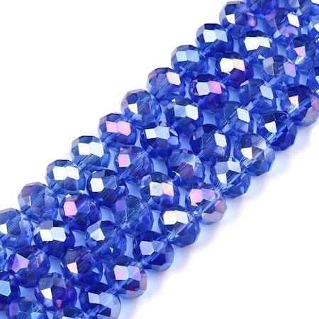 Slipade glasrondeller, blue, 8x6mm (65st)