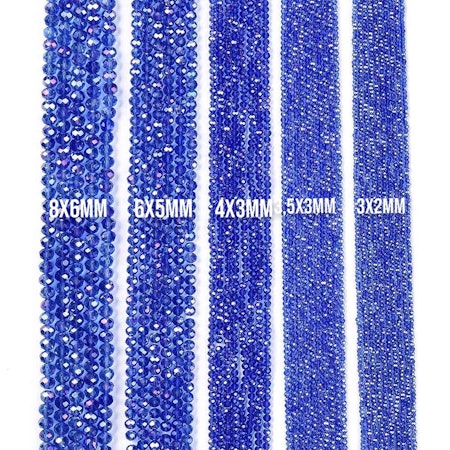 Slipade glasrondeller, blue, 4x3mm (115st)