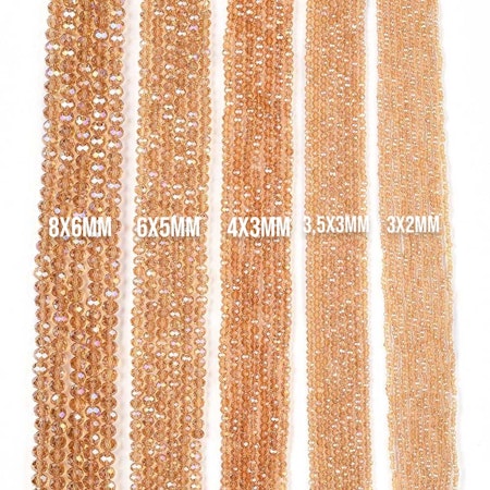 Sträng slipade glasrondeller, goldenrod, 6x5mm (85st)