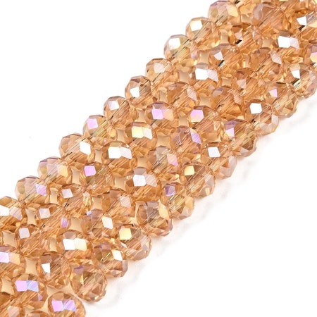 Sträng slipade glasrondeller, goldenrod, 6x5mm (85st)