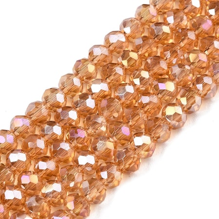 Sträng slipade glasrondeller, goldenrod, 4x3mm (115st)