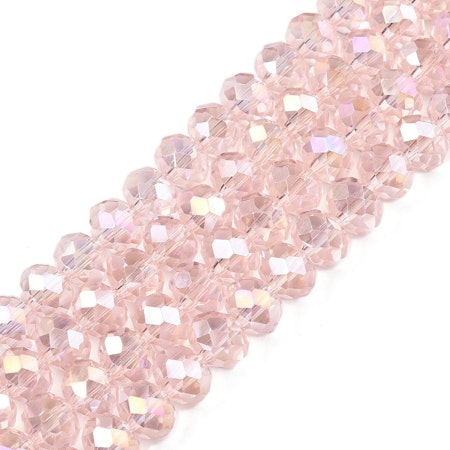 Slipade glasrondeller, pink, 6x5mm (85st)