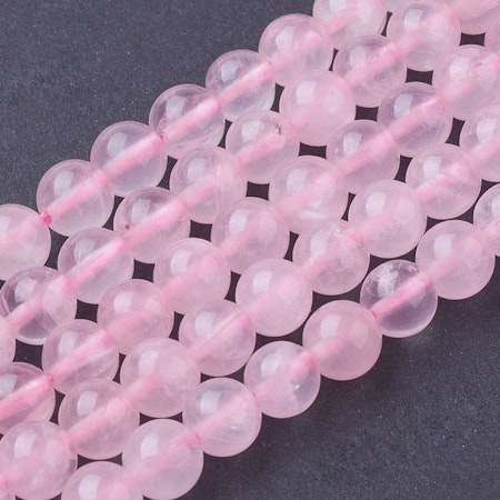 Sträng med äkta Rosenkvarts kristall, 6mm (30st)