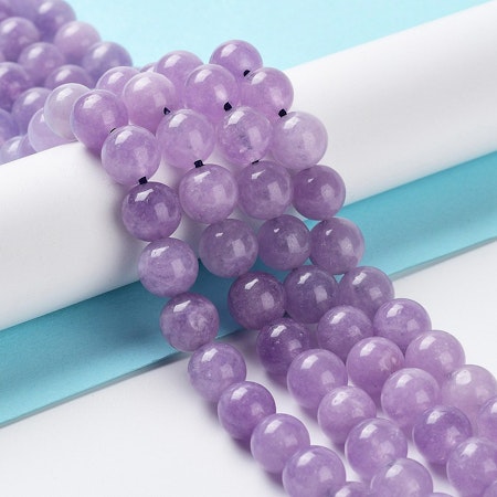 Sträng äkta malaysisk jade kristall, lilac, 8mm (23st)