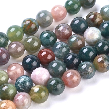 Sträng med äkta indian agate, 8mm (24st)