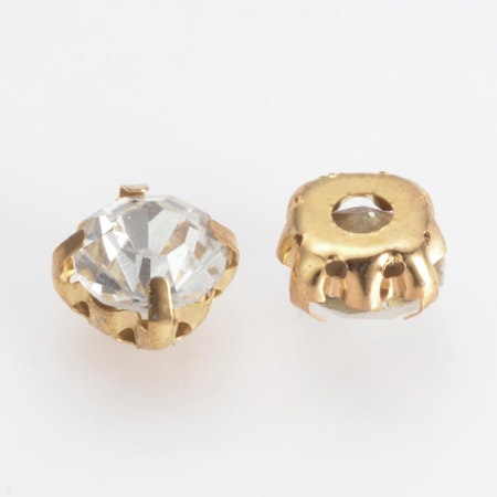Krysspärlor rhinestones ,klar guld, 10 mm (20st)