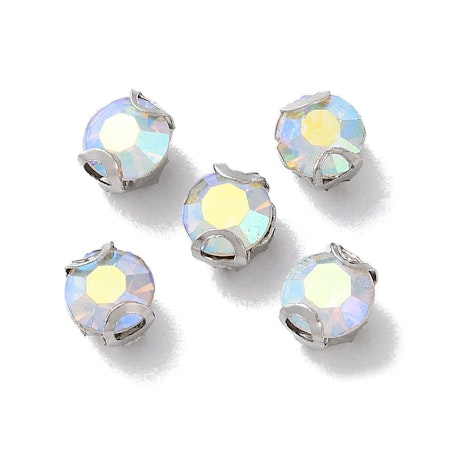 Krysspärlor rhinestones klar AB-pläterad 4 mm 100st