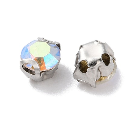 Krysspärlor rhinestones klar AB-pläterad 4 mm 100st