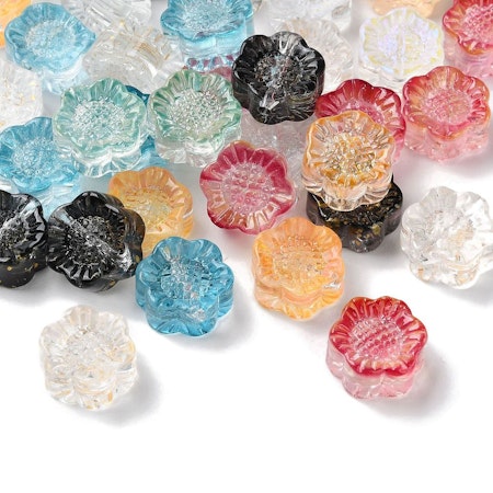 Blommor av glas, mix, 12,5mm (20st)