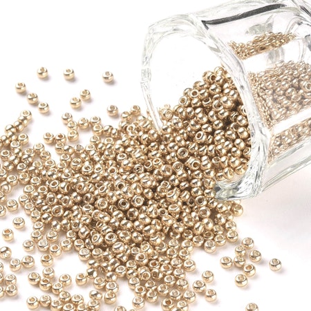 11/0 grad A seed beads, guld, jämna runda (10g)