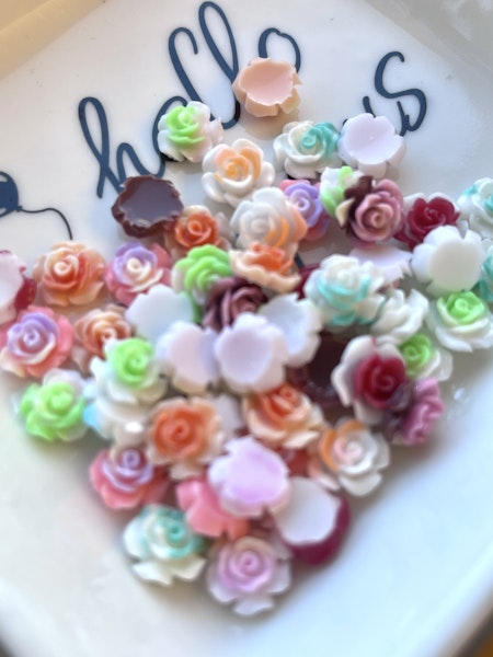 Rosor av resin, Nail art, pastell, 9mm (50st)