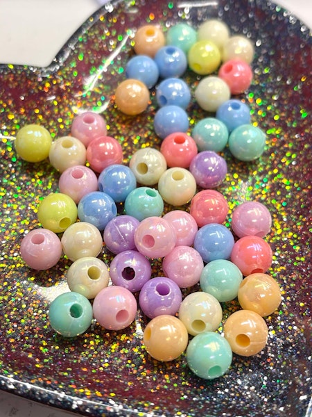 Söta skimrande, pastellmix, 8mm (50st)