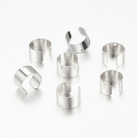 Ear cuff av mässing, silver, 10mm (10st)