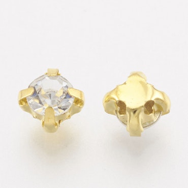 Krysspärlor rhinestones klar guld 3 mm (100st)