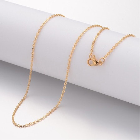 Halsbandskedja med klolås i äkta 18K guld, 45cm (st)