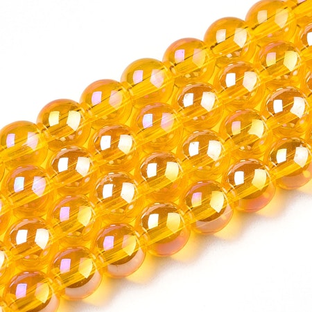 Sträng AB pläterade glaspärlor, guld, 6mm (70st)