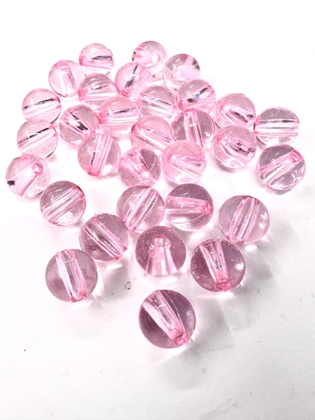 Runda transparenta akrylpärlor, rosa, 8mm (50st)