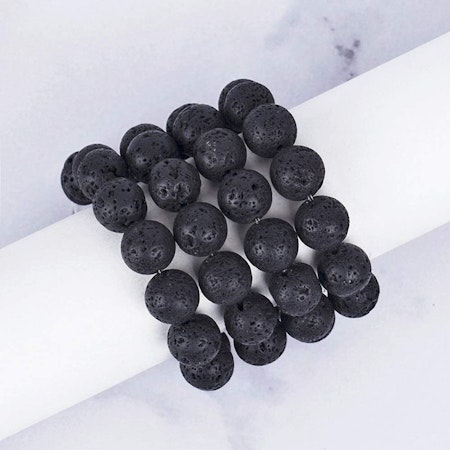 Naturlig svart lavasten, 10mm (ca 40st)