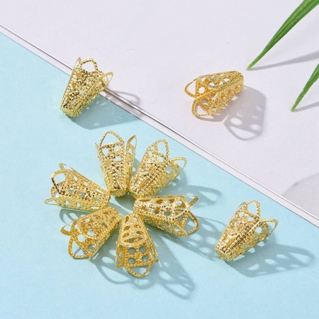 Pärlhatt, pärlkon, guld, 16x10mm (20st)