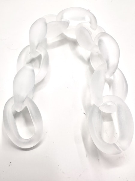 Länkringar av akryl, frostade vita, 32x22mm (10st)