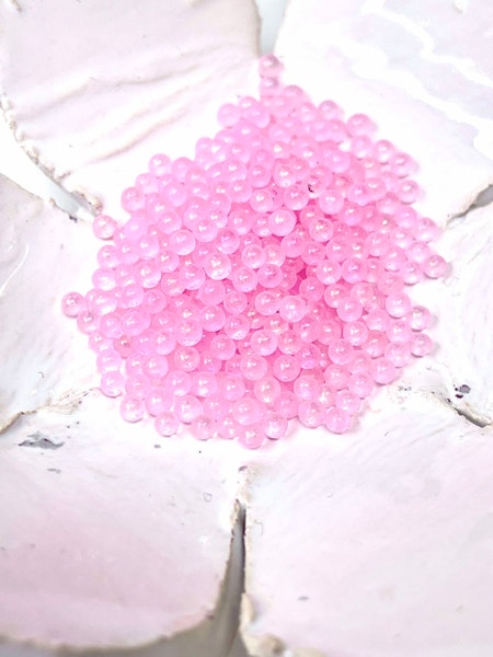 Glaspärlor utan hål, 2mm, rosa caviar beads (20g, ca 1250st)