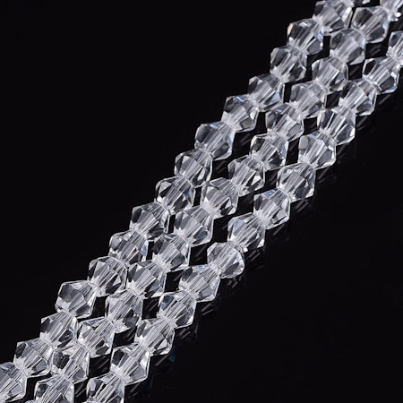 Sträng Biconeslipade kristallimitation, 4mm, transparent (ca85st)
