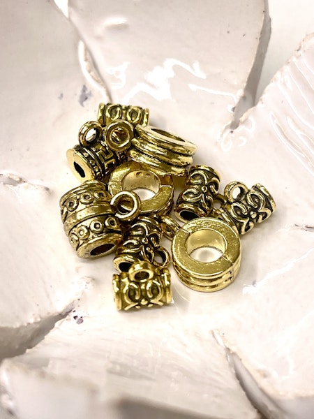 Berlockhållare, mix Tibet, guld, 8-20mm (10st)