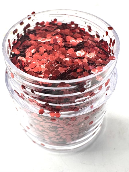 Burk med miljövänligt glitter, mörkröd, storkornigt (7ml)