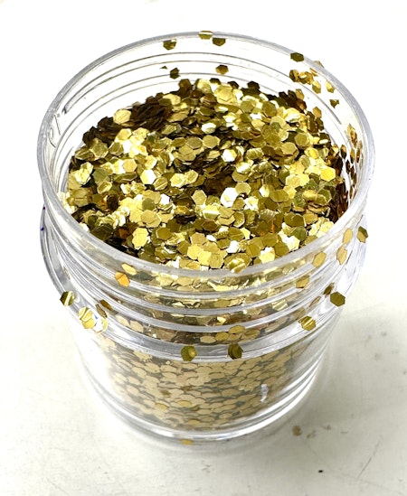 Burk med miljövänligt glitter, guld, storkornigt (7ml)