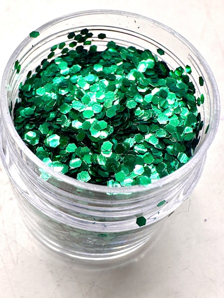 Burk med Miljövänligt glitter, grön, storkornigt (7ml)