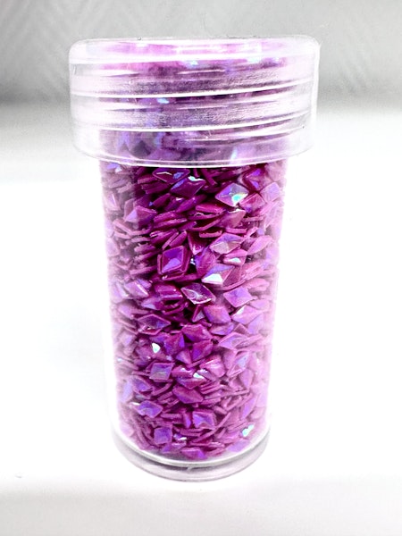 Burk med rosalila nailart, strössel, ruter, 4mm (20ml)