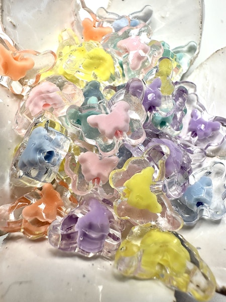 Slipade fjärilar, bead in bead, pastell, 15.5mm (20st)