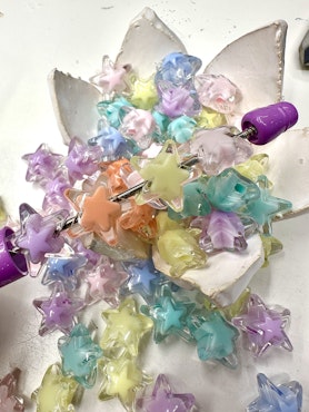 Stjärnor, bead in bead, pastell, 16.5mm (10st)