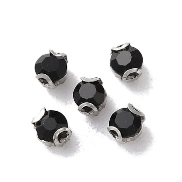 Krysspärlor rhinestones svart silver 3 mm (100st)