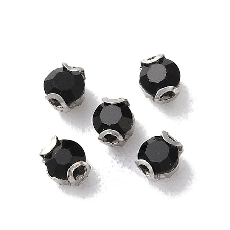Krysspärlor rhinestones svart silver 3 mm (100st)