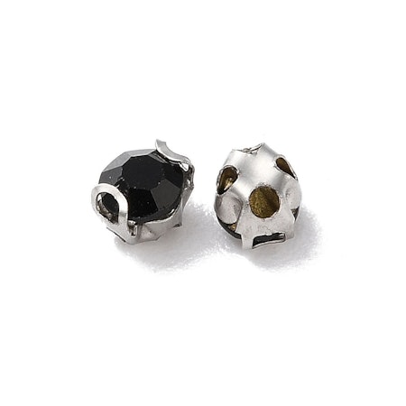 Krysspärlor rhinestones svart silver 3 mm (100st)