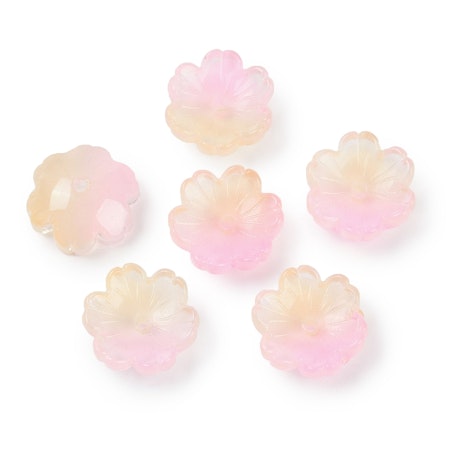 Blommor av glas, peachypink, 14mm (20st)