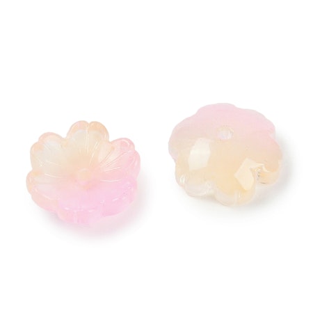 Blommor av glas, peachypink, 14mm (20st)