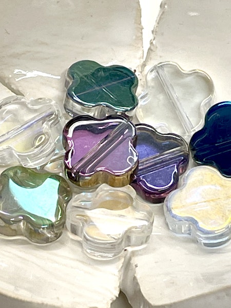 Blommor av glas transparenta galvaniserade 12 mm 10st