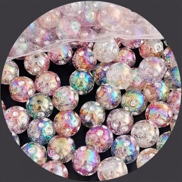 Stora pärlor med glitter och bling, 16mm (10st)