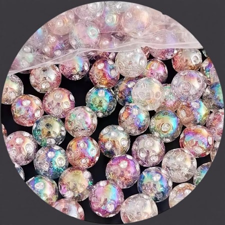 Stora pärlor med glitter och bling, 16mm (10st)