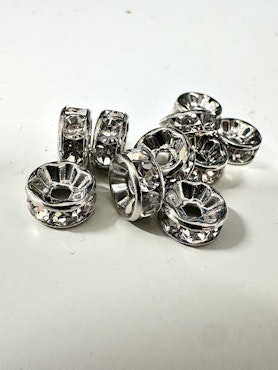 Strassrondell klass AAA rak platinum mässing 8 mm (10st)