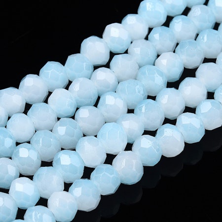 Slipade glasrondeller, jade imitation, 2 tone sky blue, 4,5mm (130st)