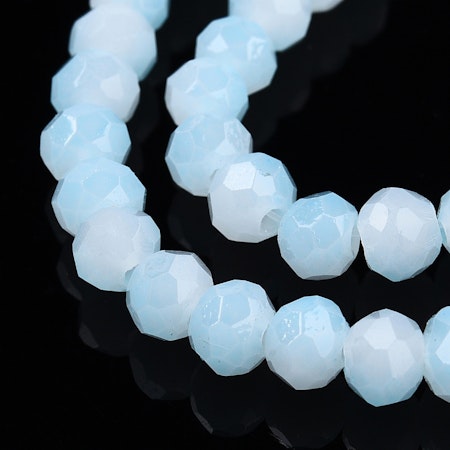 Slipade glasrondeller, jade imitation, 2 tone sky blue, 4,5mm (130st)