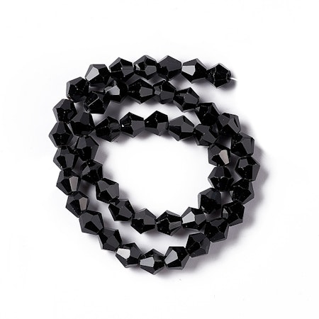 Sträng Biconeslipade kristallimitation, 6mm, svart (ca45st)