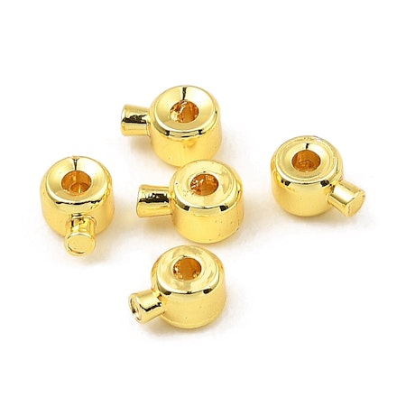 Klämpärla deluxe med propp, 18k Guld, 3,5x4,5mm (5st)
