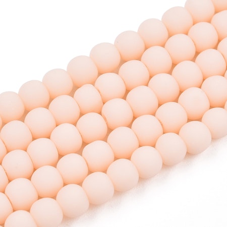 Sträng glaspärlor, matta, peach puff, 6mm (ca67st)