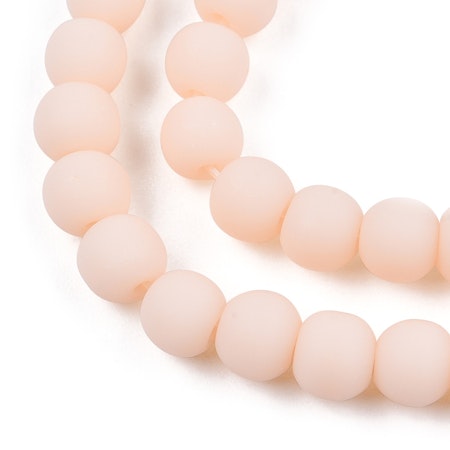 Sträng glaspärlor, matta, peach puff, 6mm (ca67st)