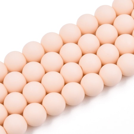 Sträng glaspärlor, matta, peach puff, 8mm (ca50st)